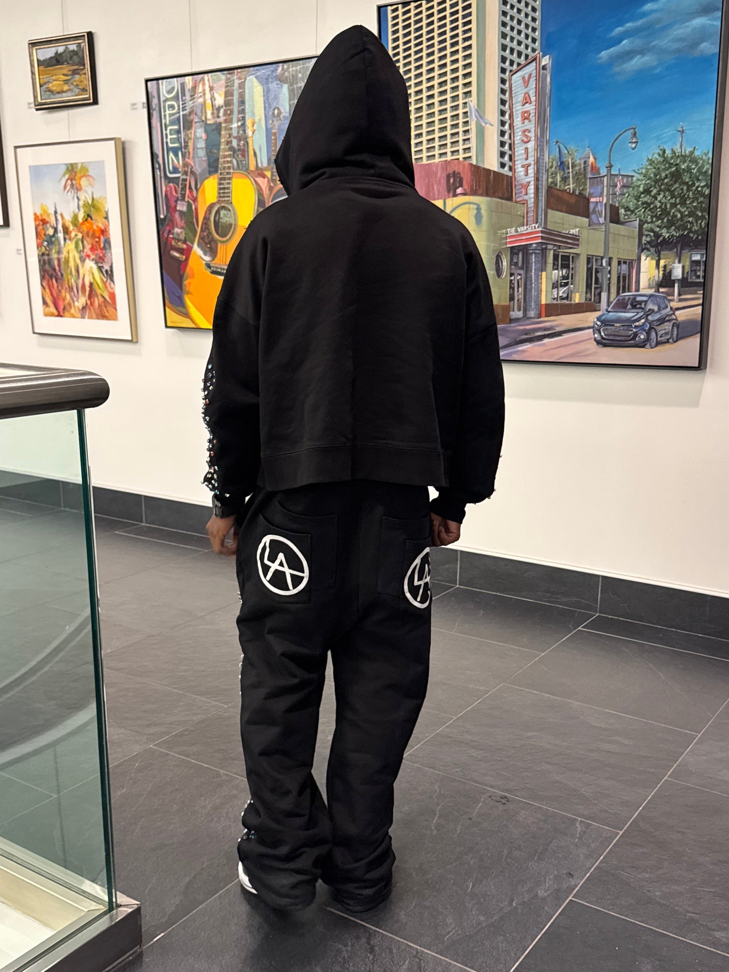 Black Crystal Baggy Sweatpants