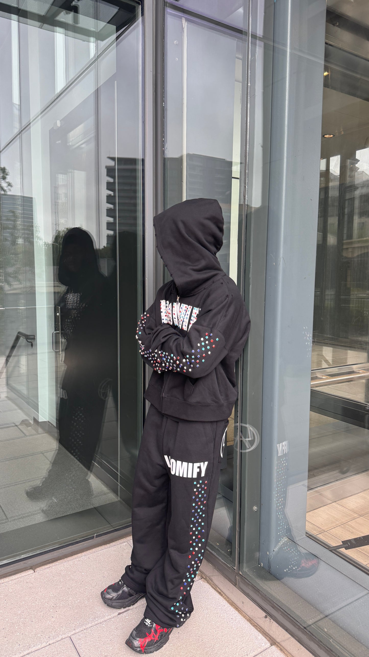 Black Crystal Baggy Sweatpants